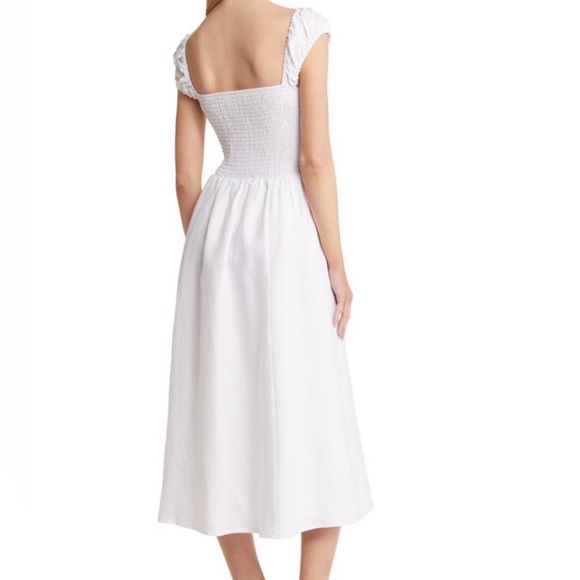 NEW! Reformation Tavi Linen Dress Short Sleeve WHITE SIZE XS.  0800 - Picture 2 of 8